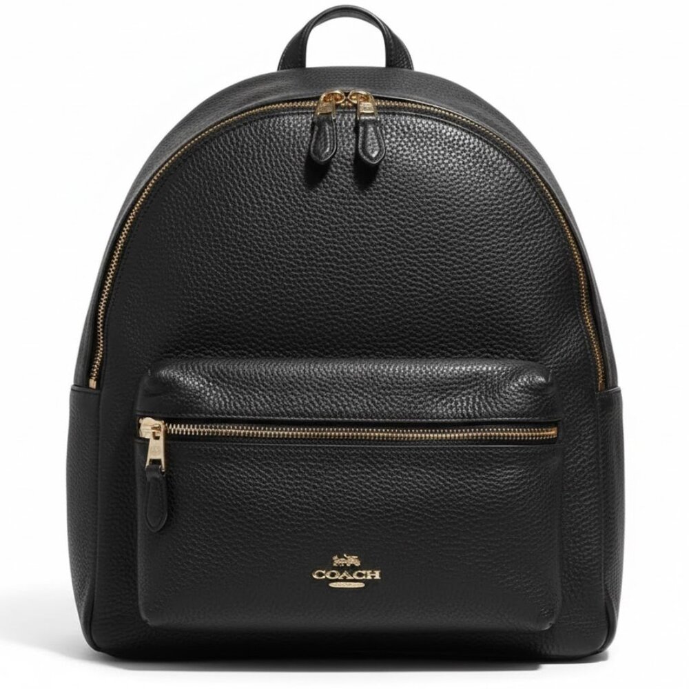 Coach Black Pebbled Leather Men's Backpack